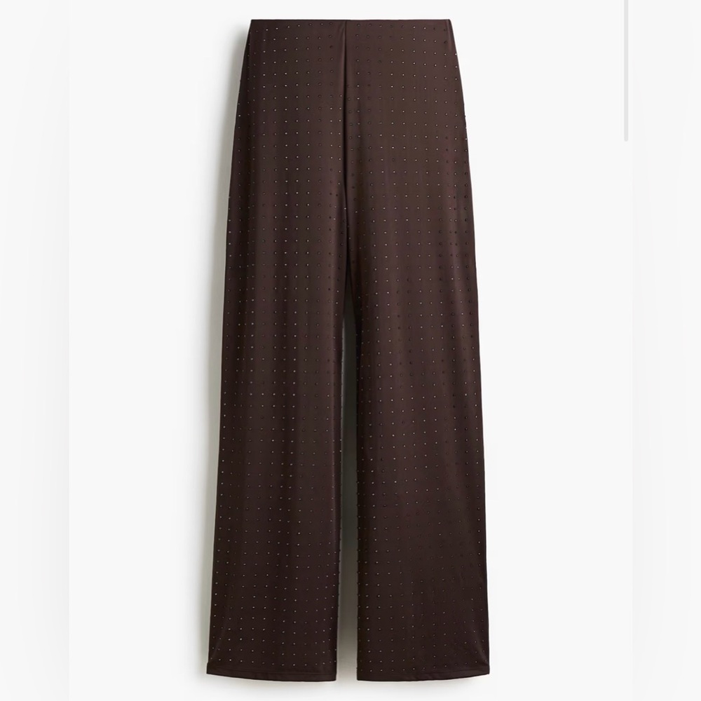 H&M Rhinestone Brown Wide-Leg Pants